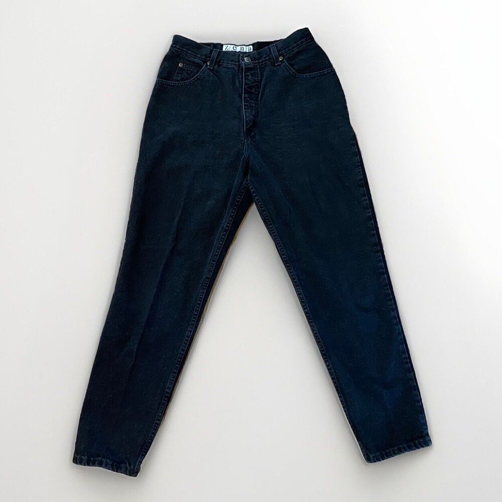 Vintage Zena Jeans Womens Denim Size 12 Black High Rise Cotton 30x29 USA Made